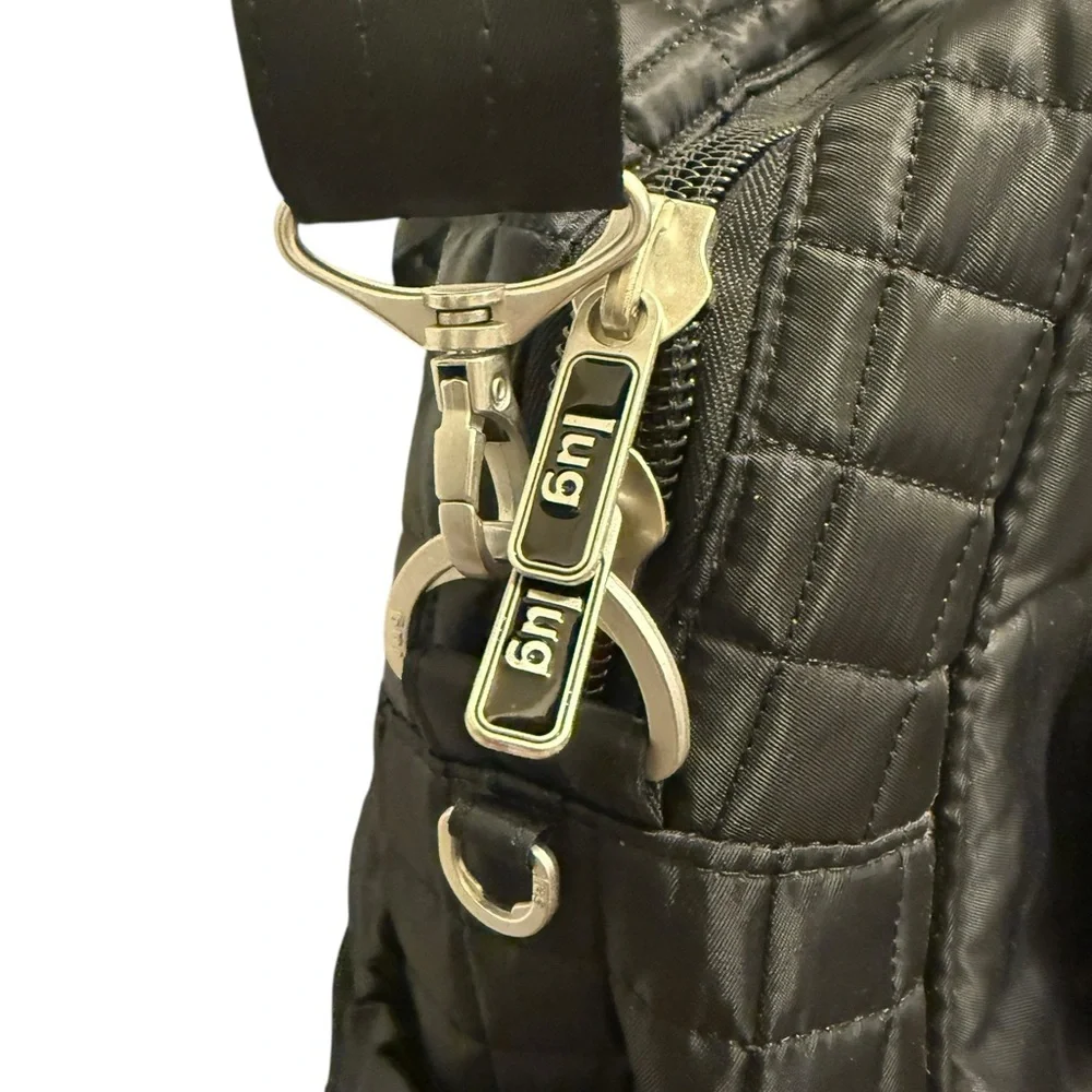Lug Overnight Travel Gym Tote Puddle Jumper in Quilted Black - with Long Strap